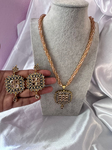 Beautiful Champagne colored long Necklace set
